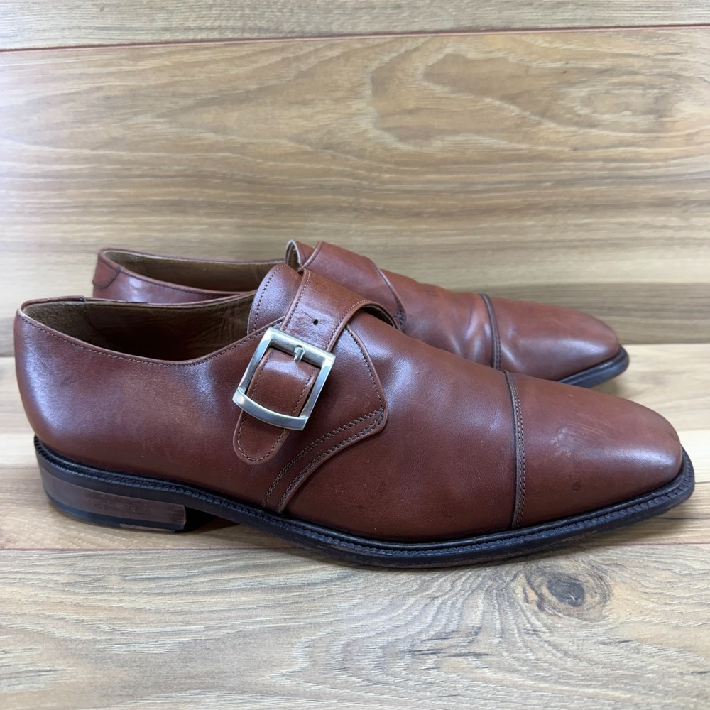 PRONTO UOMO Monk Strap Dress Shoes Mens 11 Brown Cap Toe Square Toe Formal